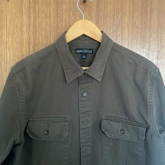 J. Crew olive green cotton fatigue shirt, size L - Picture 2 of 2